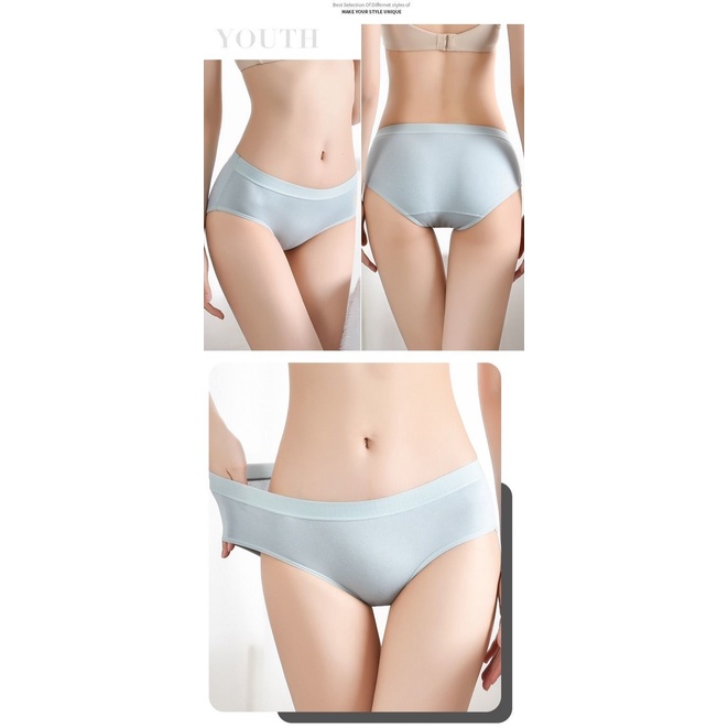 Modal cotton panties, solid color mid-waist panties, female student panties, plus size ladies panties