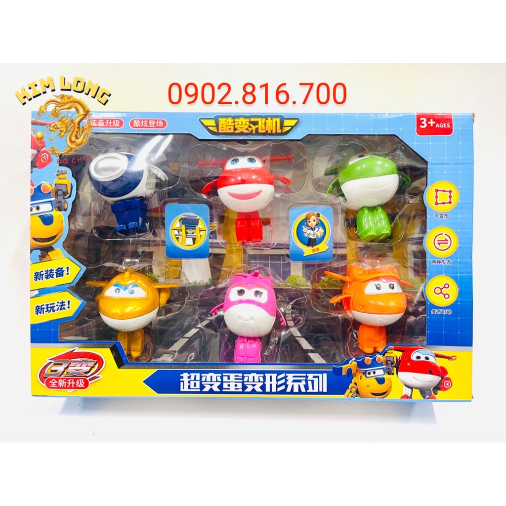 Đồ chơi mô hình Đội bay siêu đẳng Super Win Robot biến hình máy bay 6 nhân vật 130