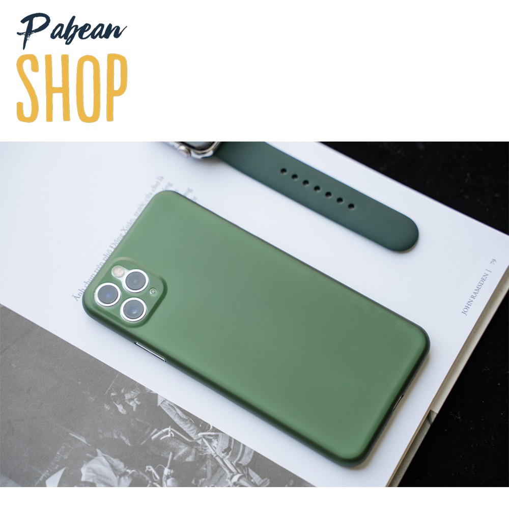Ốp nhựa lụa siêu mỏng cho iPhone 6 đến 11/11Pro/11ProMax - (xanh rêu)