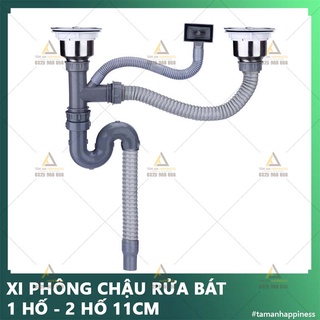 Bộ xi phông chậu rửa bát, bộ xả chậu rửa chén 1 hố, 2 hố 110MM bầu Inox Sus304 hàng loại đẹp.