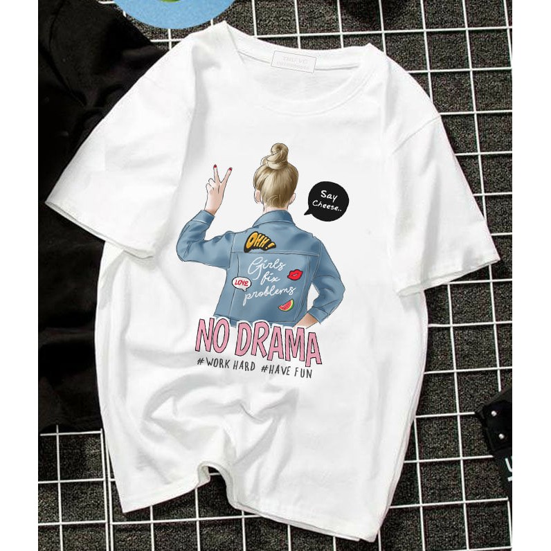Áo cộc tay, phông nữ in hình cô gái quay lưng, 65% cotton - TNU029 - MONKEY