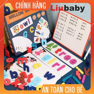 Đồ chơi trí tuệ ghép chữ bằng gỗ, đồ chơi dạy học kèm bảng bút Liubaby