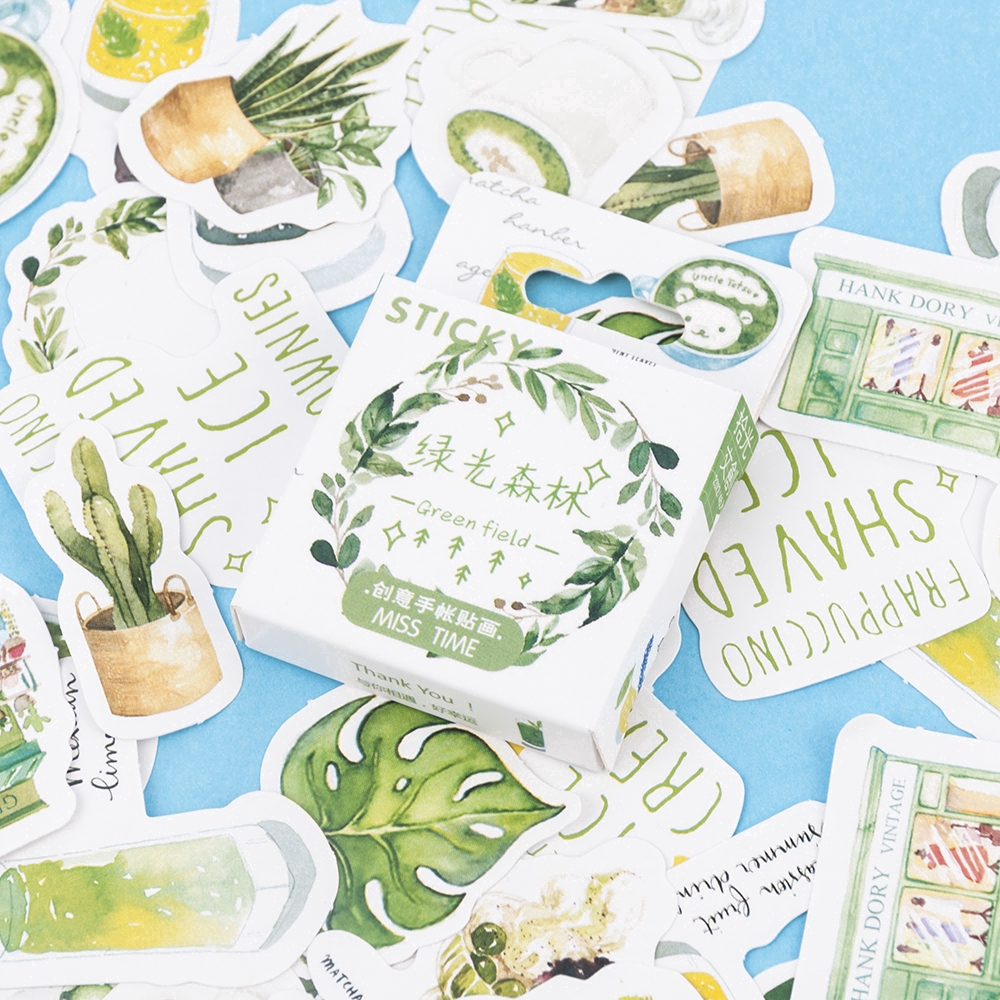 Bộ 46 nhãn dán trang trí sổ tay họa tiết đáng yêu DIY