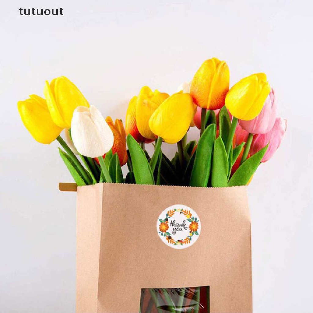 Cuộn 500 Hình Dán Chữ Thank You Và Hoa Độc Đáo Dùng Trang Trí Quà Tặng DIY