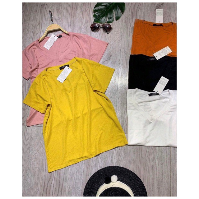 Áo phông giấy Shynstores - áo thun cổ tim ngắn tay vải cotton giấy đủ màu freeship