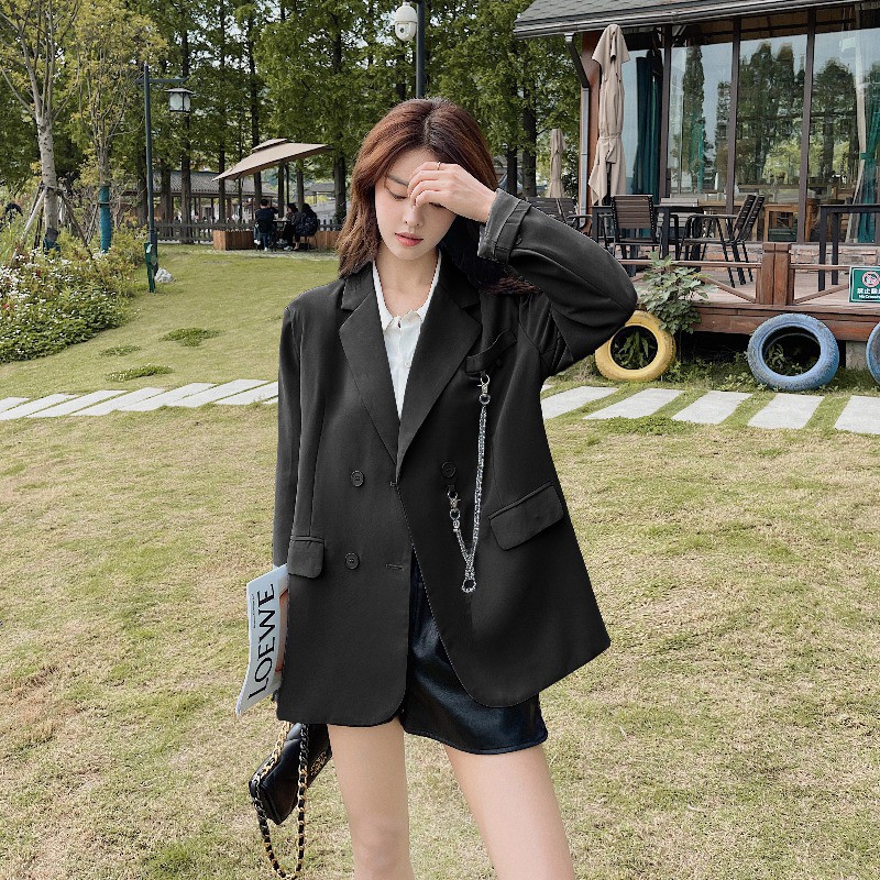 Sẵn Xanh MẢnh thật 4 hình cuối-2W114.Áo blazer lưng khuy phong cách kiểu Tây cá tính
