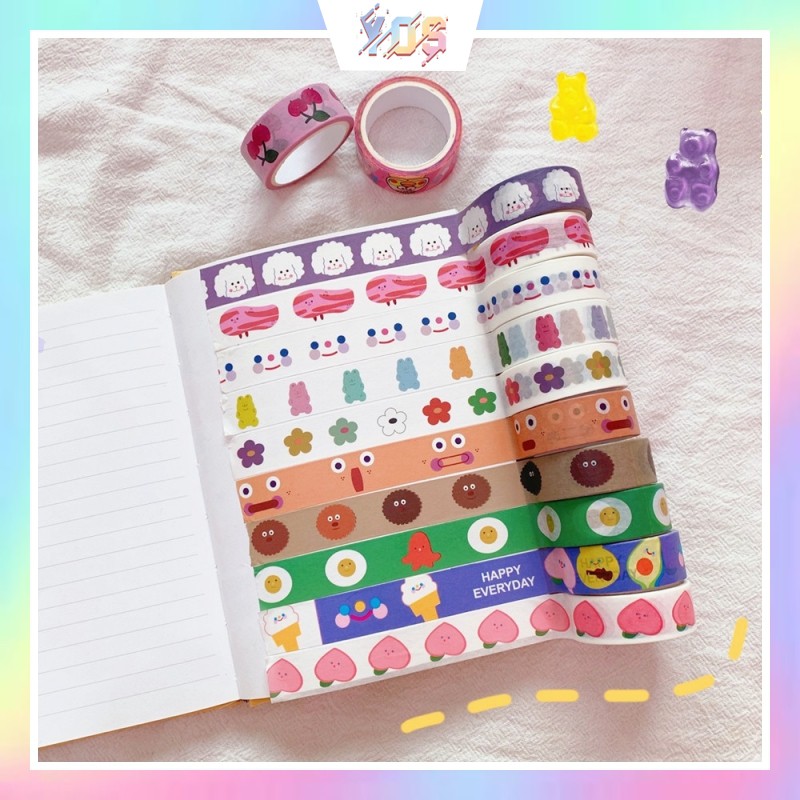 Băng keo dán học tập washi tape hình cute dễ thương