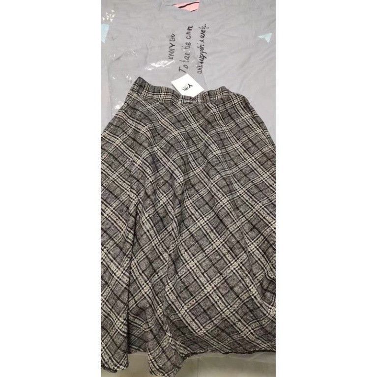 Chân váy dạ kẻ dáng dài vintage. Chân váy dài xoè ulzzang style - Hàng mới về