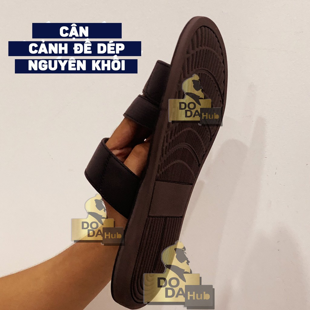 Dép nam quai ngang BH1 NĂM phiên bản Đế Cải tiến Da bò MÀU ĐEN Đức Trí Dép da Nam MXK11