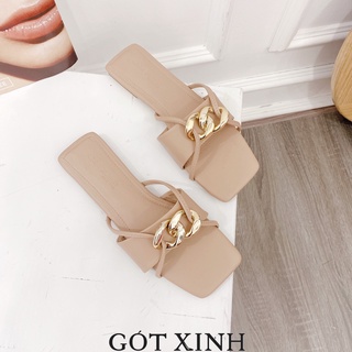 Dép xích nữ GÓT XINH GX2 da mờ đế bệt