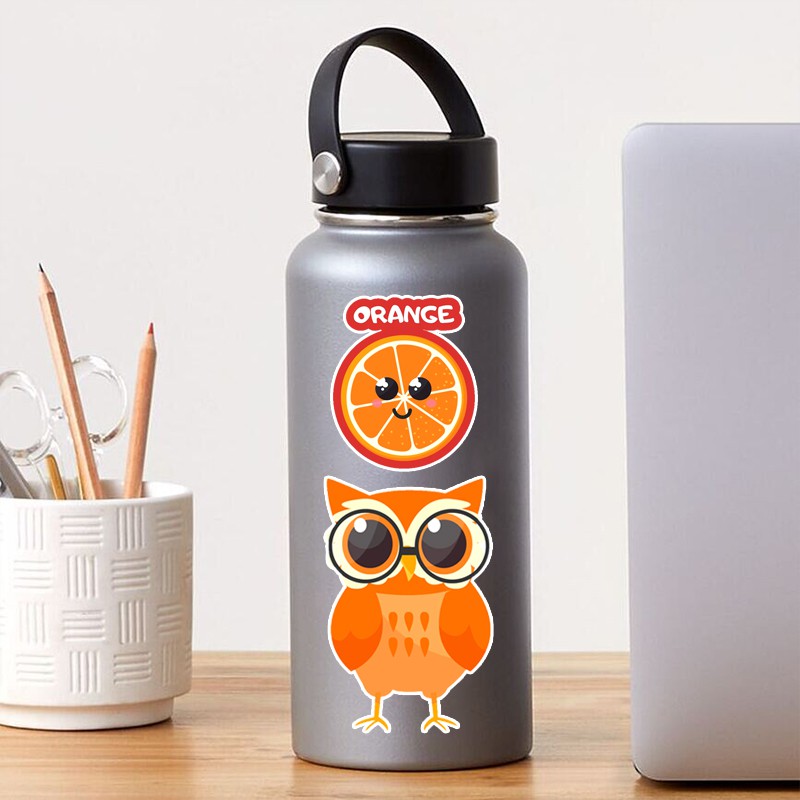 Sticker Dán Mũ Bảo Hiểm Màu Cam Chống Nước Cắt Sẵn Từng Hình | STK46 | Hình Dán Trang Trí Sticker Cute Dễ Thương