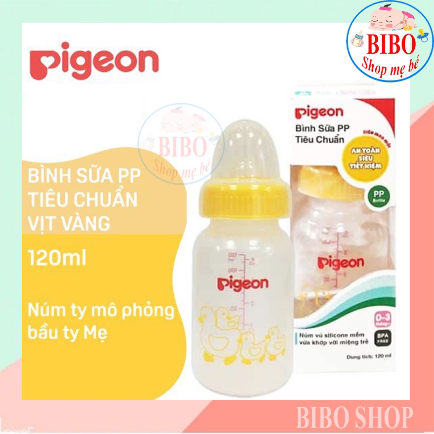 Bình Sữa Cho Bé Pigeon 120ml, Bình Bú Nhựa PP Tiêu Chuẩn ( BPA Free)