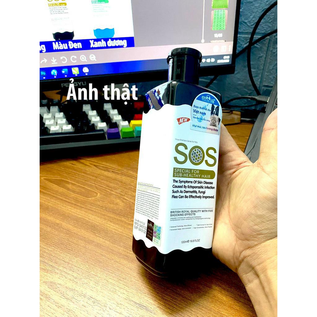 SOS đen- Sữa Tắm SOS cho chó mèo 530ml Loại phục hồi da viêm da