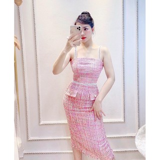 💛 Set dạ váy 2 dây hồng💛