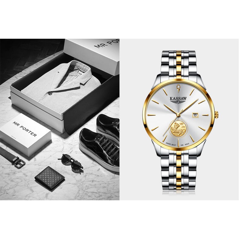 Đồng hồ nam chính hãng KASSAW K111-1 Kính sapphire ,chống xước,Chống nước ,BH 24 tháng,Máy pin ( Quartz) ,dây kim loại