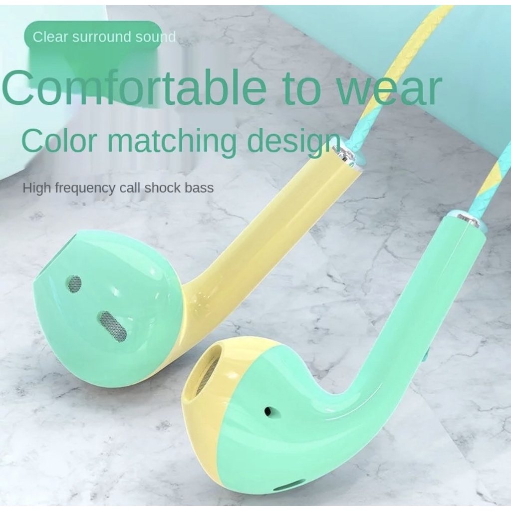U24 Tai nghe nhét trong tai có dây giắc cắm 3.5 mm chất lượng cao Macaron với micrô tích hợp cho điện thoại/ Túi đựng auum1