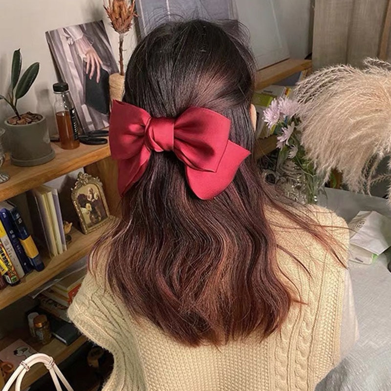 Kẹp Tóc Nơ Lụa Satin Phong Cách Hàn Quốc Dành Cho Nữ