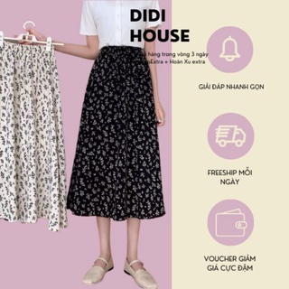 Chân Váy Nữ Ulzzang Hoa Dáng Dài 🦋 Váy Nữ Cạp Chun Dài 2 Màu 🦋