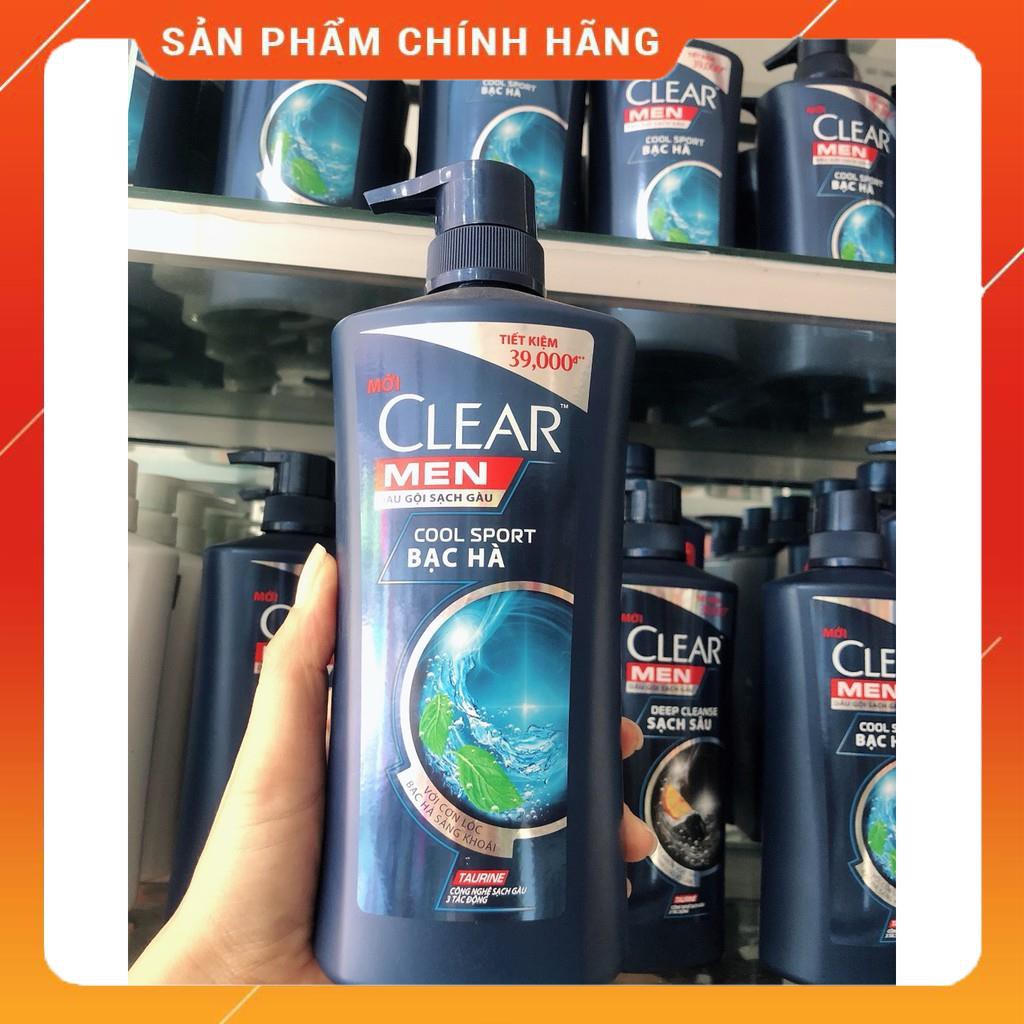 Dầu Gội Clear Men Mát Lạnh Bạc Hà chai xanh đen