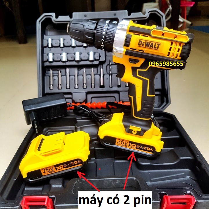 Máy Khoan Pin Dewalt 26V Có Búa - Tặng Bộ 24 Phụ Kiện - Máy Khoan Bắt Vít Dewalt