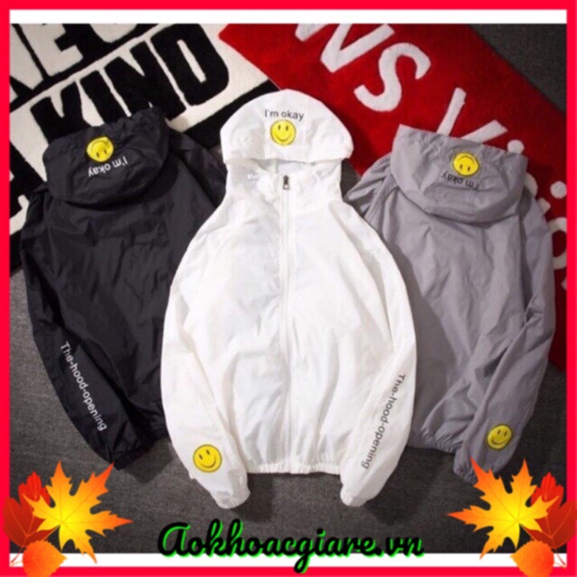 Áo khoác dù nữ in mặt cười nón i'm okay- ảnh thật | BigBuy360 - bigbuy360.vn