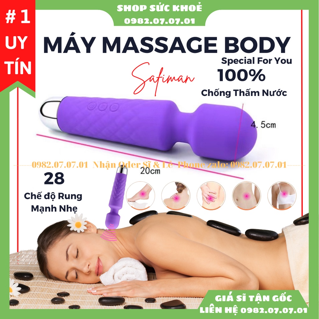 Máy Massage Cầm Tay Safiman 28 Chế Độ Đấm Lưng Trị Liệu Cổ Vai Gáy Mát Xa Cơ Thể, Sạc Điện USA Tiện Lợi, Máy Mát Xa Tốt