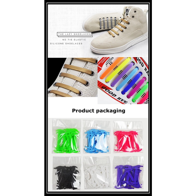 1 Set 16 Dây Giày Thể Thao Bằng Cao Su Silicone Co Giãn Dễ Cài Đặt