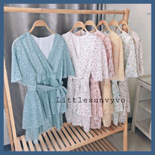 Jumpsuit voan hoa nhí 2 tầng xoè thắt eo siêu xinh