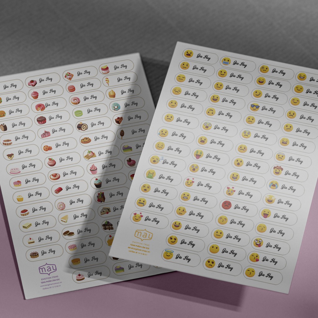 Sticker dán đồ dùng học tập in tên bé 49k có 218 stickers 1*3cm theo yêu cầu