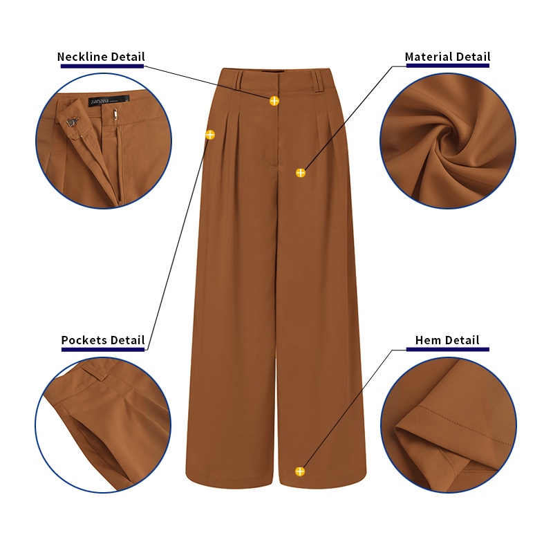 Quần dài ZANZEA ống rộng có túi  kiểu thắt dây cho nữ