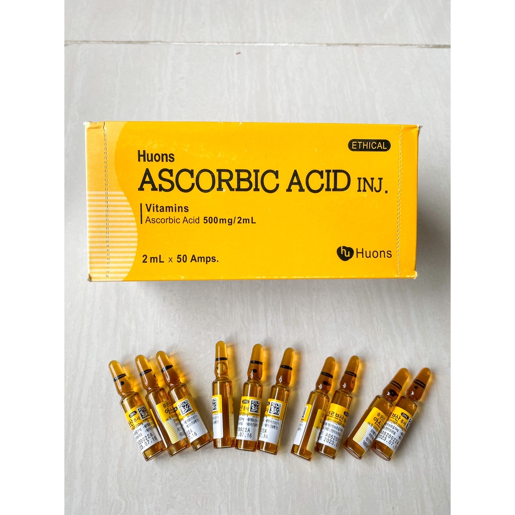 Vitamin C Hàn vỉ 10 ống Hàng Xịn chuyên dùng mix cấy tảo hồng sâm trông spa tmv 2022