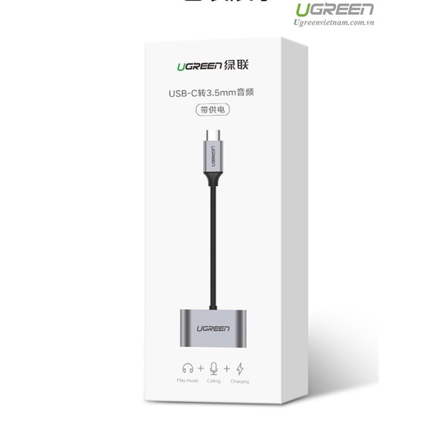 Cáp Chuyển USB Type C ra Audio 3.5mm và USB-C Ugreen 50596 - Hàng Chính Hãng