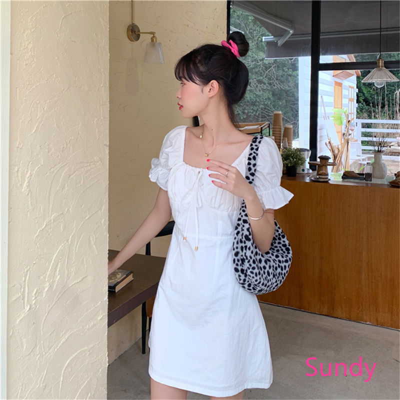 Đầm trắng phối bèo thời trang mùa hè cho nữ