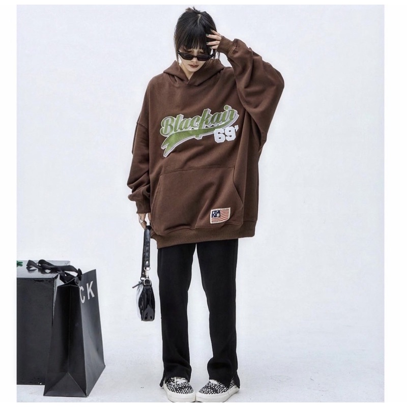 Áo hoodie nỉ chân cua Black air chính hãng thêu 100% màu nâu và đen