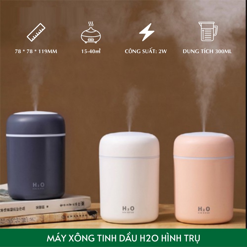 Máy phun sương tạo ẩm H2O máy xông tinh dầu tạo ẩm không khí, khuếch tán tinh dầu H20 Humidifier đèn LED 300ml