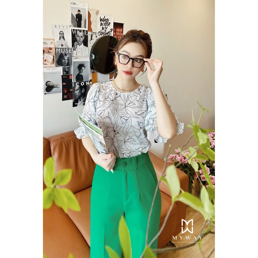 Áo Sơ Mi Nữ Tay Bồng Họa Tiết Sang Trọng 3MA0604- MY WAY [CHÍNH HÃNG]