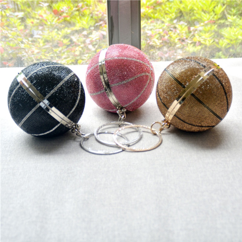 Ví Cầm Tay Hình Quả Bóng Rổ Đính Đá Thời Trang Dành Cho Nữ