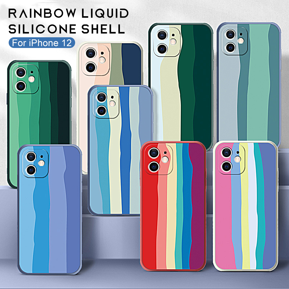 Ốp Lưng Silicone Mềm Màu Cầu Vồng Cho Iphone 11 / 11 Pro / 11 Pro Max / 12 / 12 Mini / 12 Pro / 12 Pro Max | WebRaoVat - webraovat.net.vn