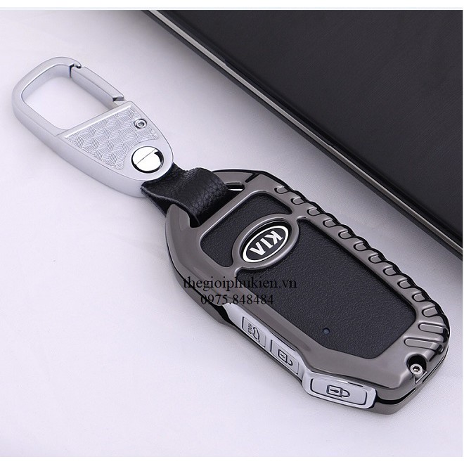 Ốp chìa khóa inox bọc, bảo vệ chìa khóa xe Kia Sorento 2021 kèm móc đeo INOX