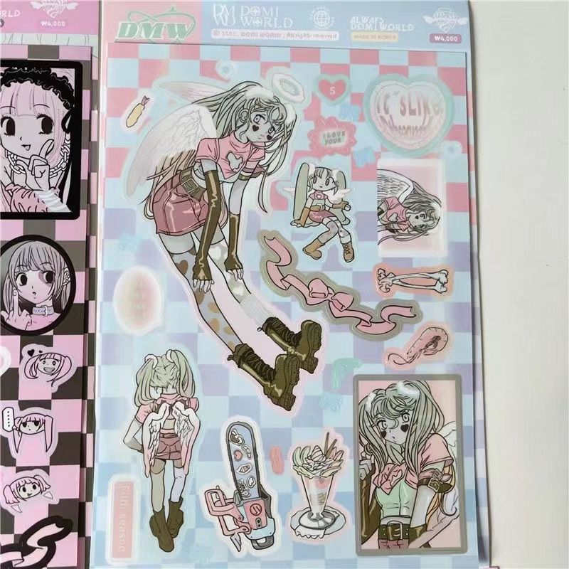 Peach 1Pcs Korean Ins Domi Flat for character stickers Journal Scrapbook Decor Sticker