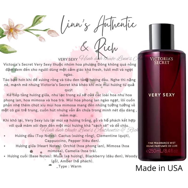 Auth_Fullsize VERY SEXY | VERY SEXY OASIS | VERY SEXY ORCHID| RAPTURE - Xịt Thơm Dưỡng Body Mist  Victoria’s Secret Usa