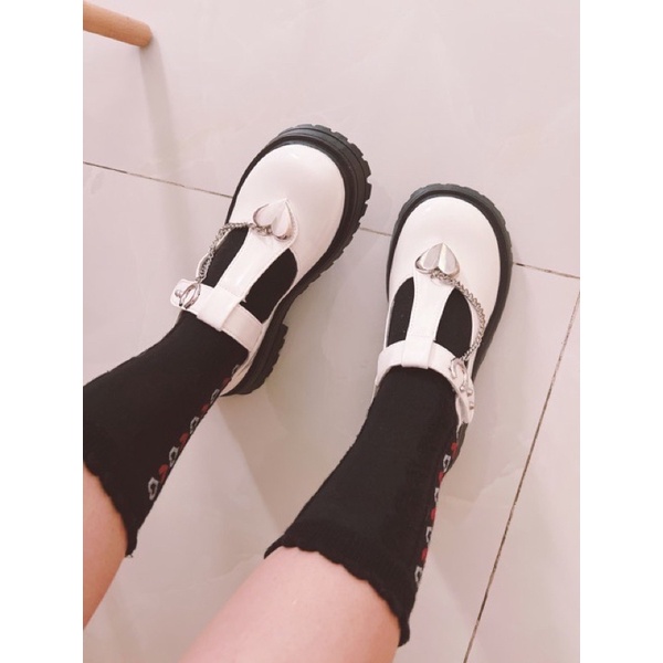 [Sẵn]✨Giày Lolita Oxford quai chữ T đính xích trái tim ( Size 35-39). 2275