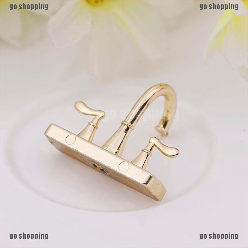 {go shopping}1/12 Dollhouse miniature accessories mini alloy double faucet for decoration