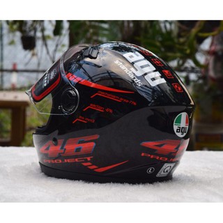 Nón bảo hiểm fullface AGU Đen Đỏ (HÀNG CHÍNH HÃNG)