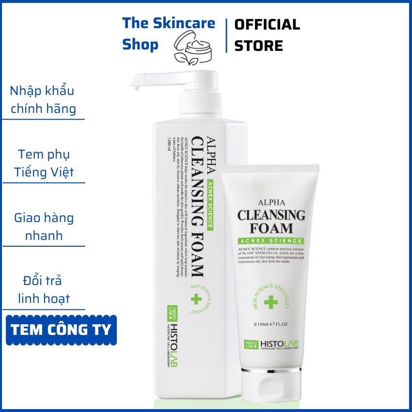 Sữa rửa mặt cho da dầu mụn dạng gel HISTOLAB ALPHA CLEANSING FOAM - The Skincare Shop