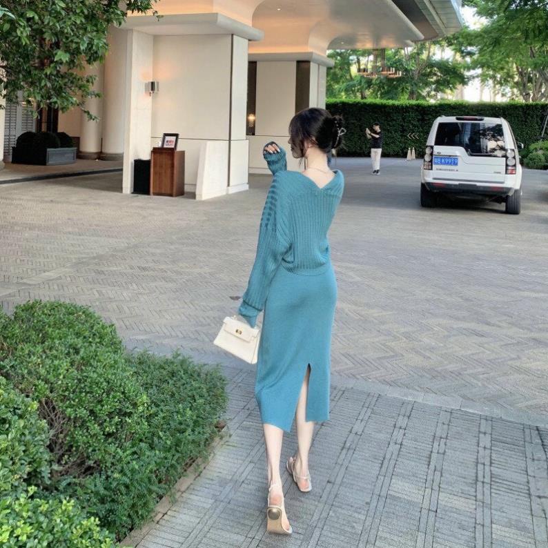 Set đồ nữ cá tính, đầm nữ 2s kèm áo khoác crop tông màu xanh sang chảnh tôn dáng cực đi tiệc, chơi đều hợp Tây Thi Shop | BigBuy360 - bigbuy360.vn