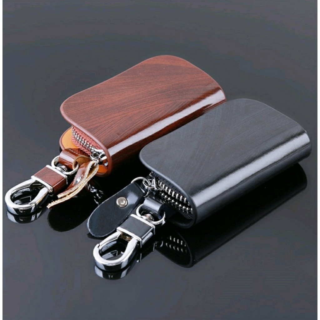 [ Đủ Hãng Xe ] Vỏ Da Đựng Chìa Khóa In Logo Xe Hơi Vân Gỗ Sang Trọng