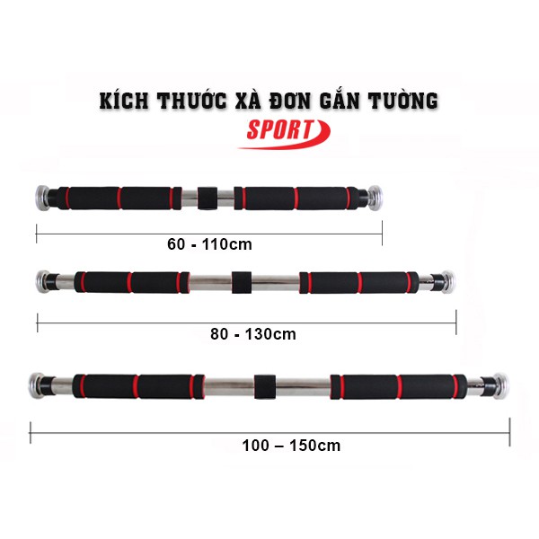 Xà đơn treo tường gắn cửa tập gym 60-150cm, tập thể dục thể thao tại nhà săn chắc cơ bắp, bụng 6 múi, giảm cân hiệu quả