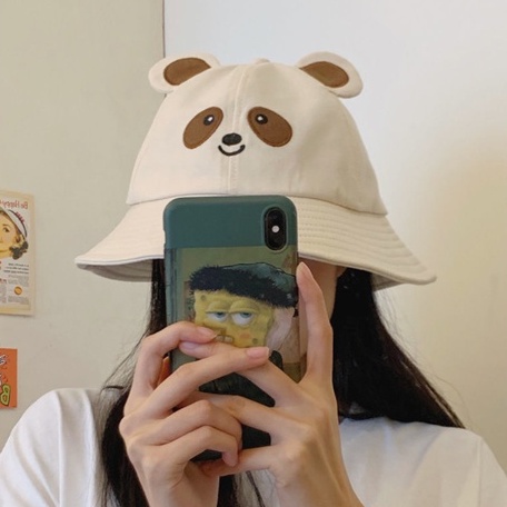 Nón Tai Bèo Chống Nắng Họa Tiết Tai Gấu Dễ Thương Cho Nữ