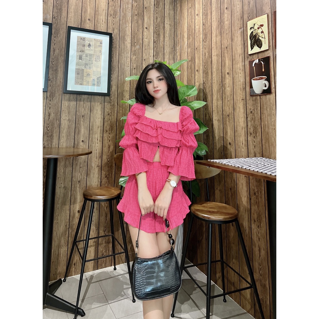 BoNa -  Set Bộ Quần Áo Ngắn Croptop - CM016